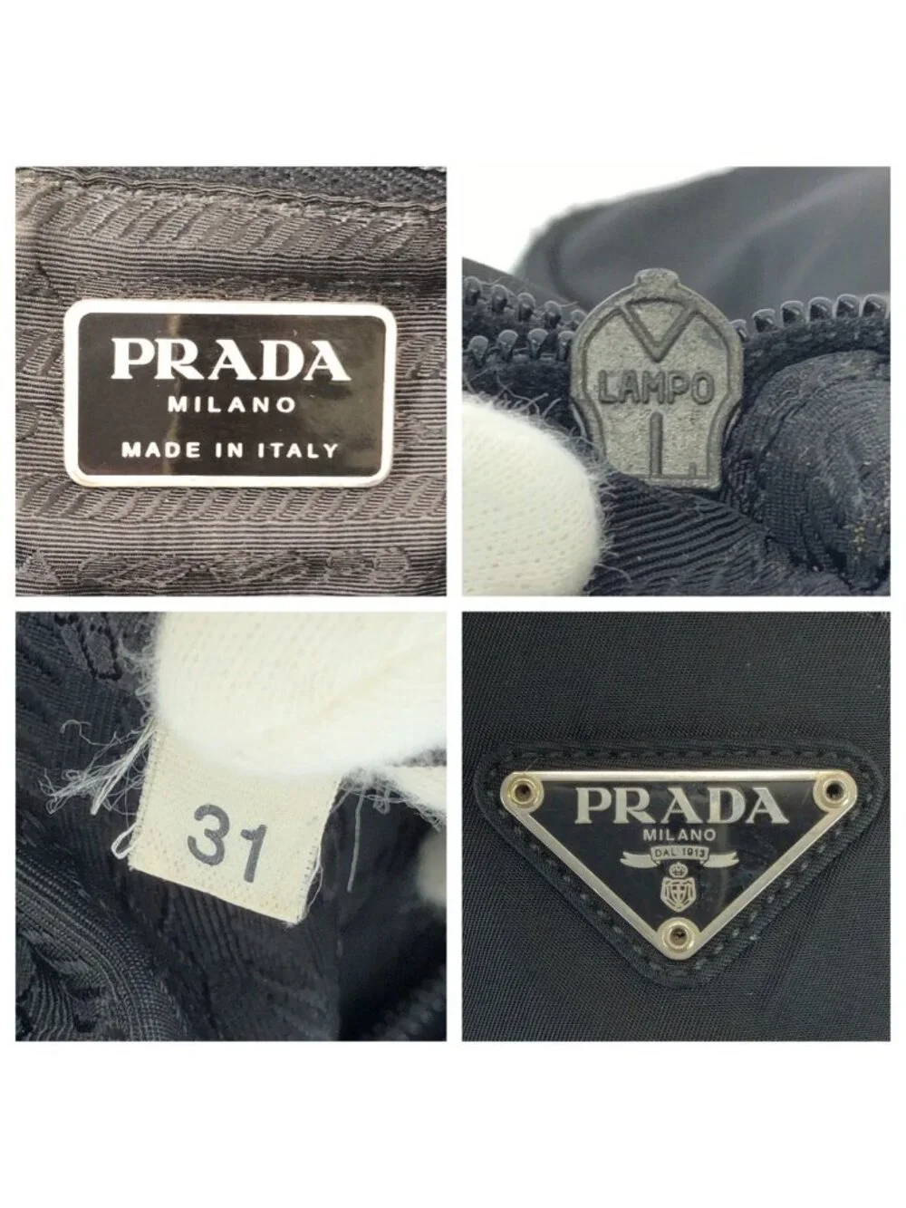 Prada Tessuto Black Silver Nylon Handbag
